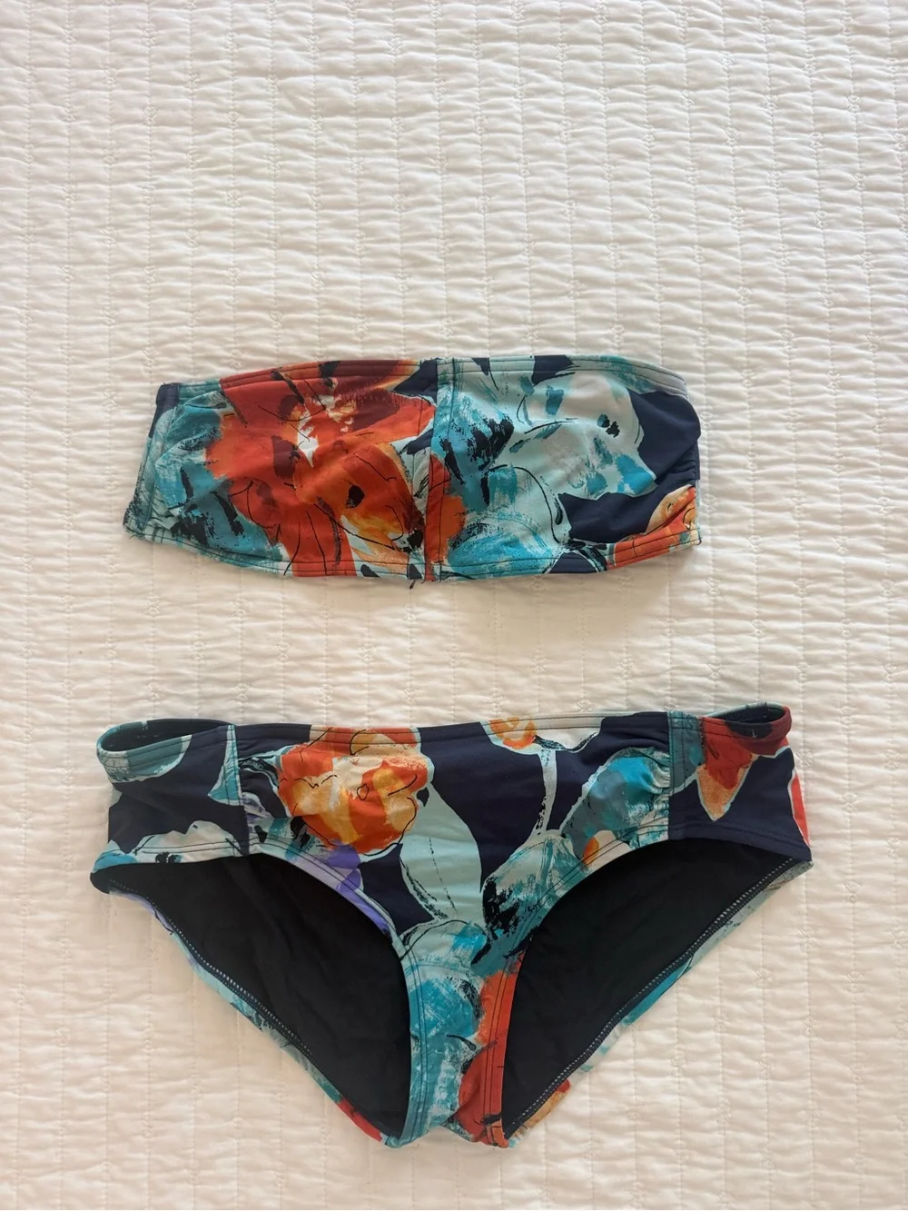 GAP Floral Bandeau Bikini Set - Navy & Teal
